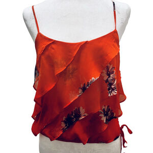 American Eagle Outfitters Orange Floral Tank Top